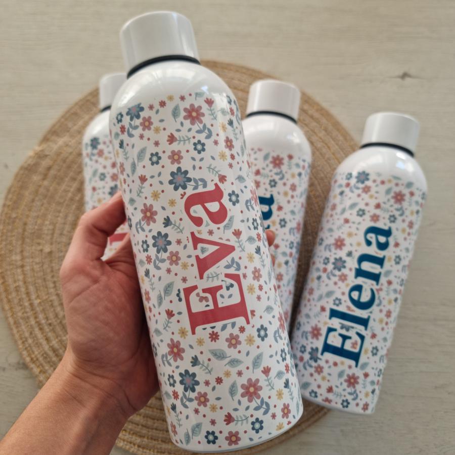 Botella flores de verano.